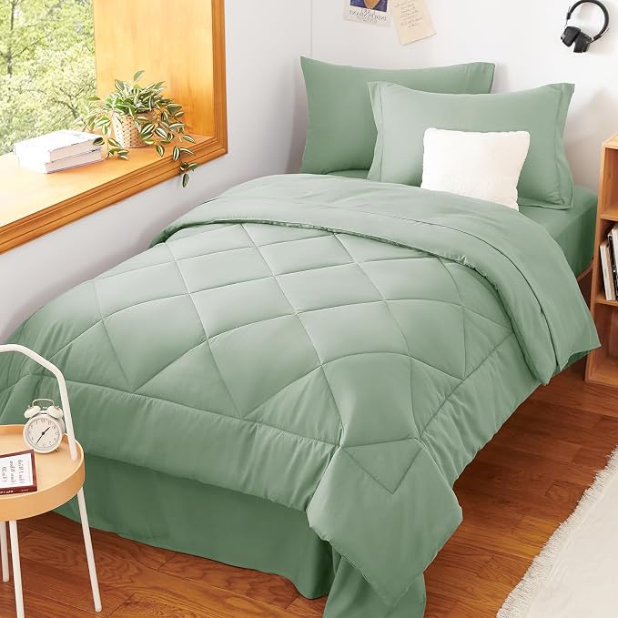 CozyLux Twin XL Comforter Set Sage Green - Image 7