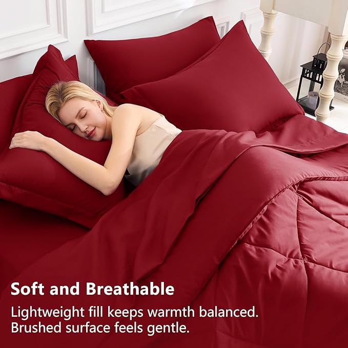CozyLux Full Size Comforter Sets Dark Red - Image 3