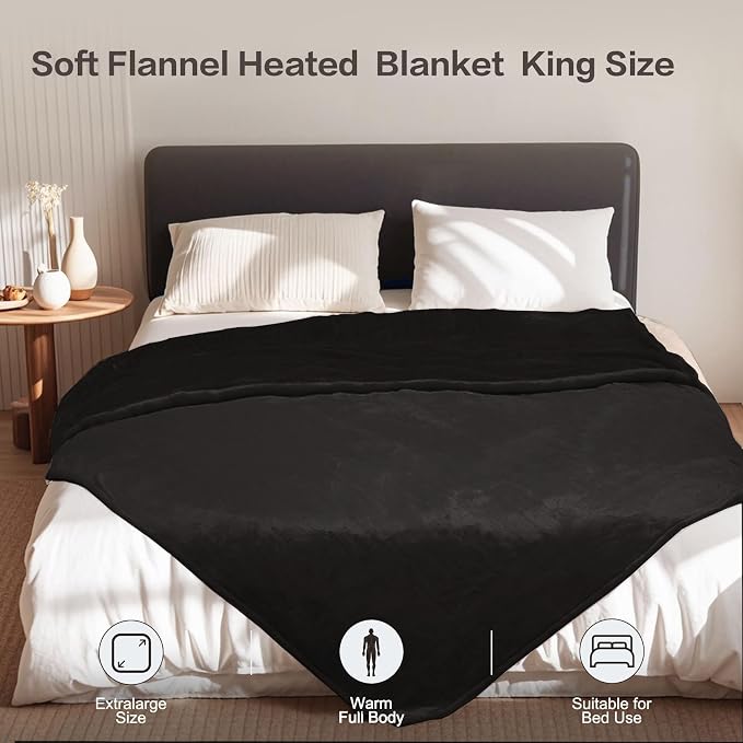 Tefici Electric Blanket King Size, Dual Control Super Cozy Soft 2-Layer Flannel - Image 7