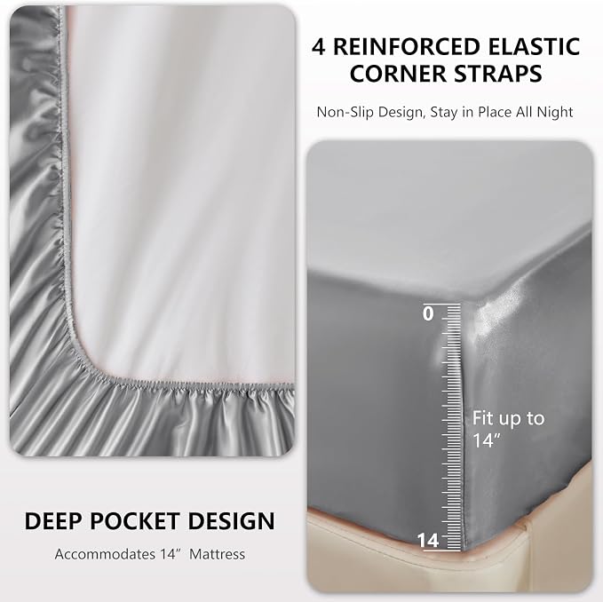 CozyLux Satin Sheets Twin Sheet Set - Image 4