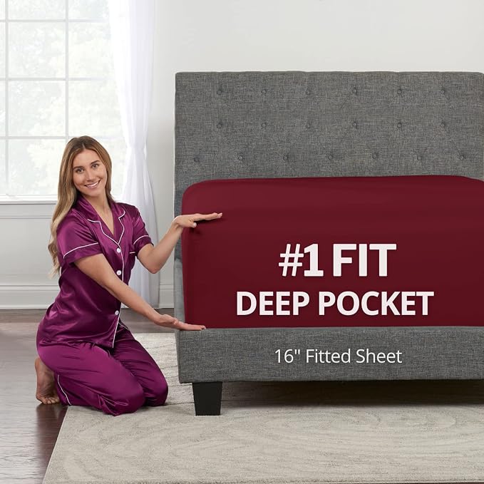 King Deep Pocket Fitted Bed Sheets Real 16' Fit Perfectly 14'18' Mattress & by DeaLuxeBedding