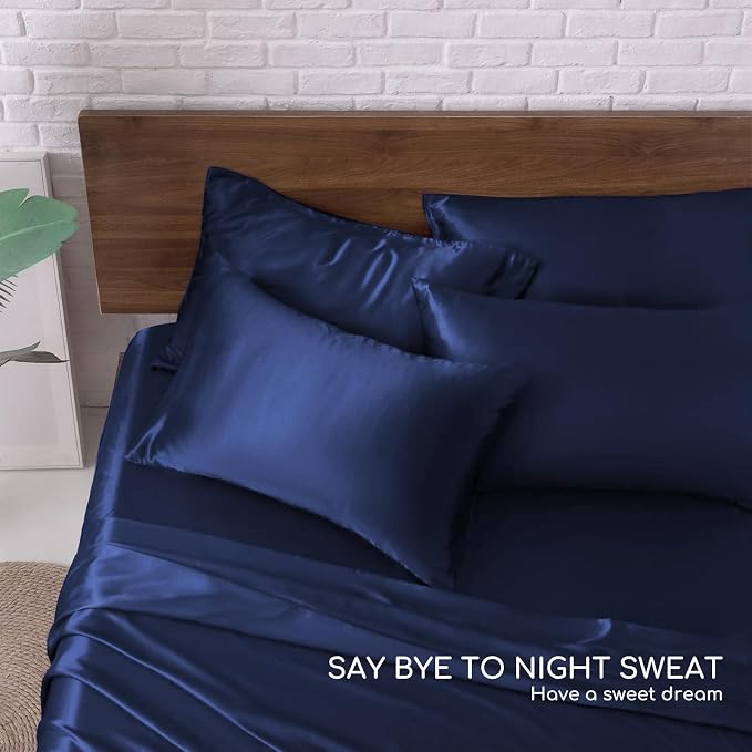MR&HM Satin Bed Sheets, King Size Sheets Set - Image 6
