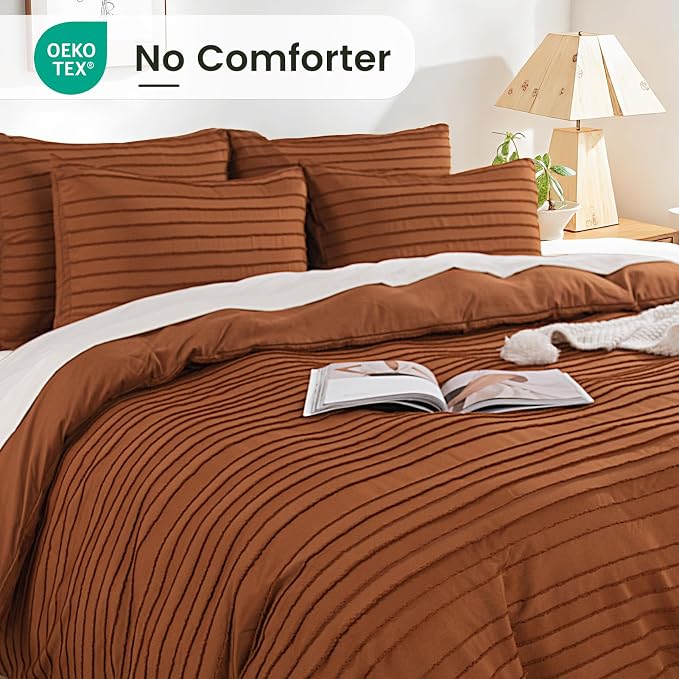 NEXHOME PRO Duvet Cover Full, Brunt Orange 3 Pieces Boho Tufted Duvet Cover Set - Image 4