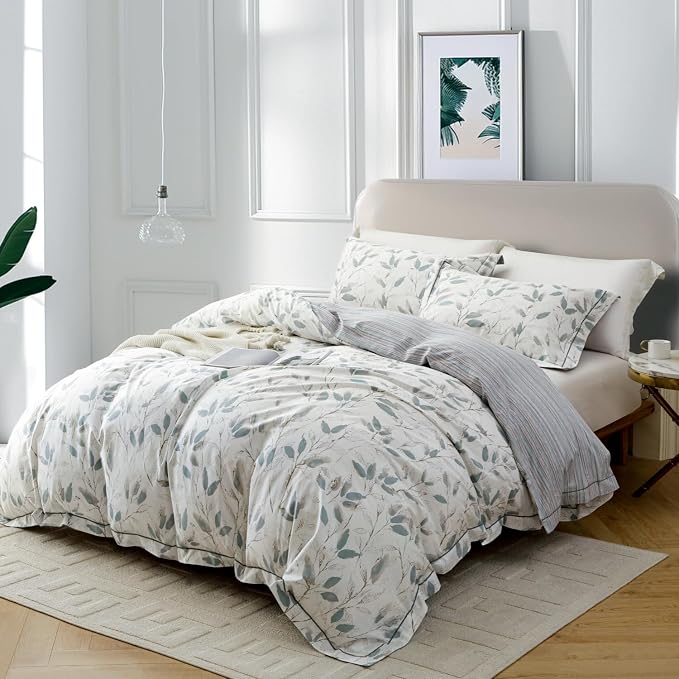 OAITE Duvet Cover Set Queen Size Floral Pattern 500 Thread Count Ultra Soft - Image 2