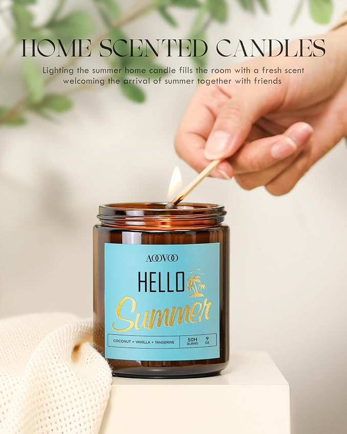 AOOVOO Hello Summer Candles - 9 oz Scented Candles - Image 6