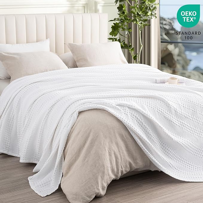 PHF Cooling Waffle Blanket Queen Size, Lightweight 60% Rayon from Bamboo & 40% - Image 4