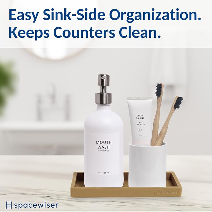 Spacewiser Countertop and Vanity Tray – Small 7.7" Silicone Soap Dispenser Trays - Image 4