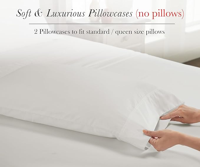 California Design Den 100% Egyptian Cotton Pillow Cases Standard Size Set of 2 - Image 4