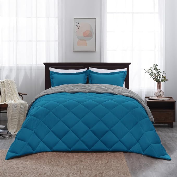Basic Beyond California King Comforter Set, Algiers Blue/Charcoal Gray - Image 8