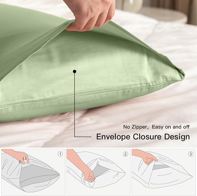 100% Cotton Standard Pillowcases Set of 2, Deep Dream 600 Thread Count Pillow - Image 3