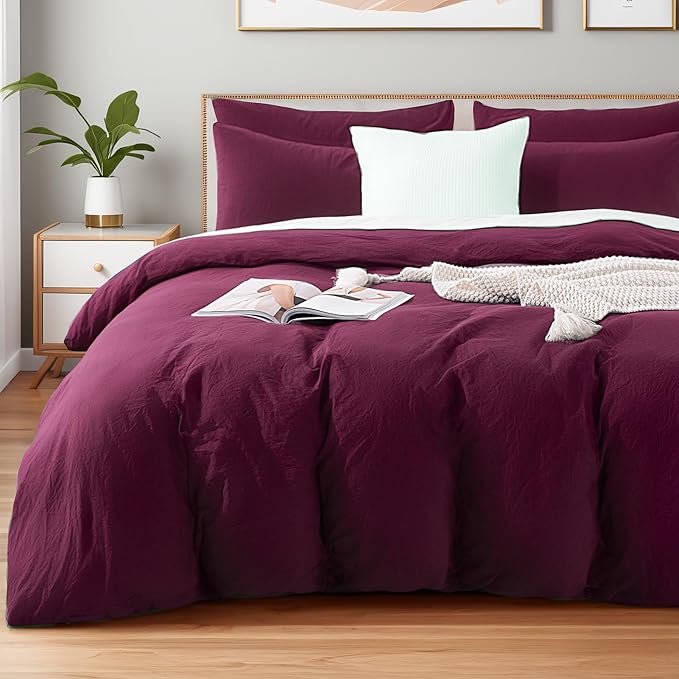 NEXHOME PRO 100% Washed Cotton Duvet Cover Full Size, Ogranic Natural Linen by NEXHOMEPRO