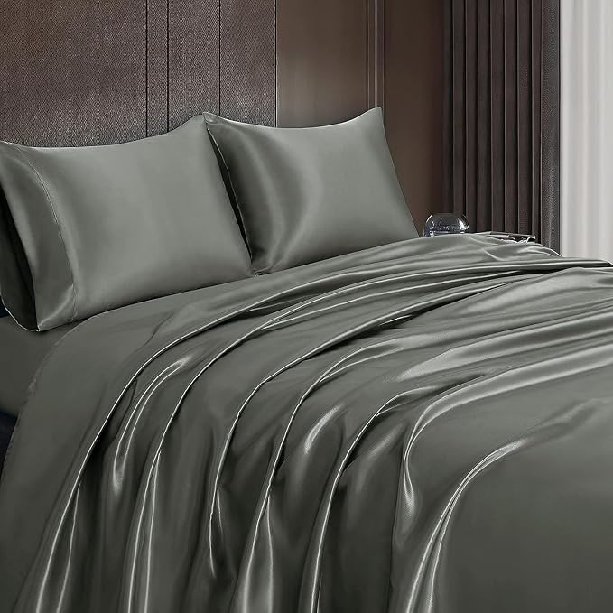 Homiest Dark Grey Satin Flat Sheet - Image 6