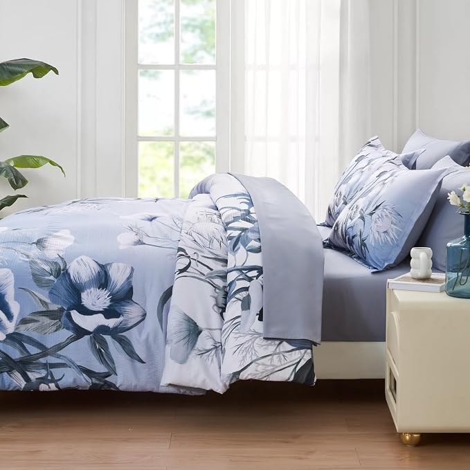 Luxudecor Floral Comforter Set King Size 7 Piece, Elegant Gradient Floral - Image 8