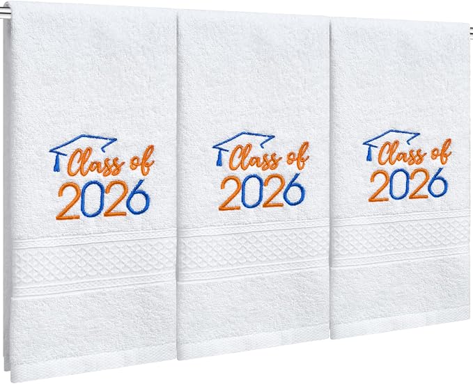 MASHAN Class of 2026 Graduation Hand Towels 3 Pack, 100% Cotton Soft Absorbent by MASHAN