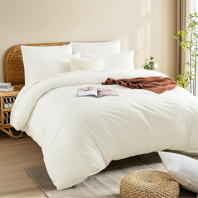 NEXHOME PRO Queen Duvet Cover Set, 100% Washed Cotton - Image 3