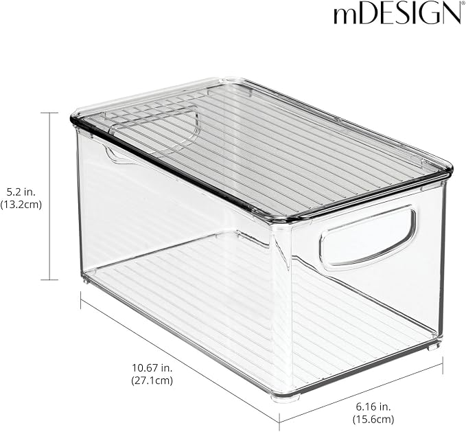 mDesign Deep Plastic Bathroom Storage Bin Box, Lid/Built-in Handles, - Image 4