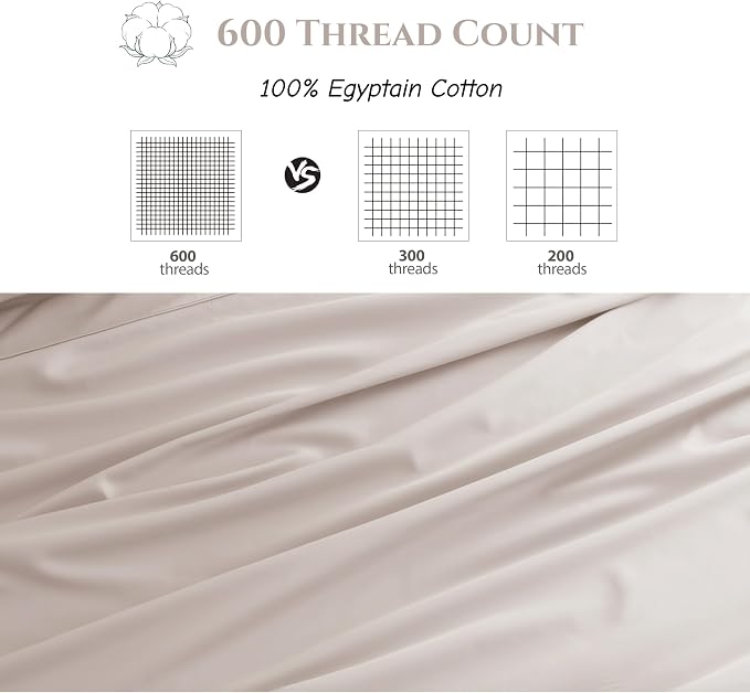 Cotton Flat Sheets Only, 600 TC 100% Cotton Flat Sheet Top Sheet Only, Queen - Image 3