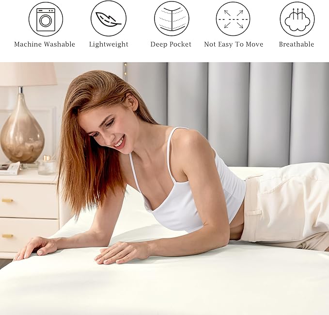 FreshCulture Pure Cotton Fitted Sheets Queen Size, 300 Thread Count Percale - Image 4