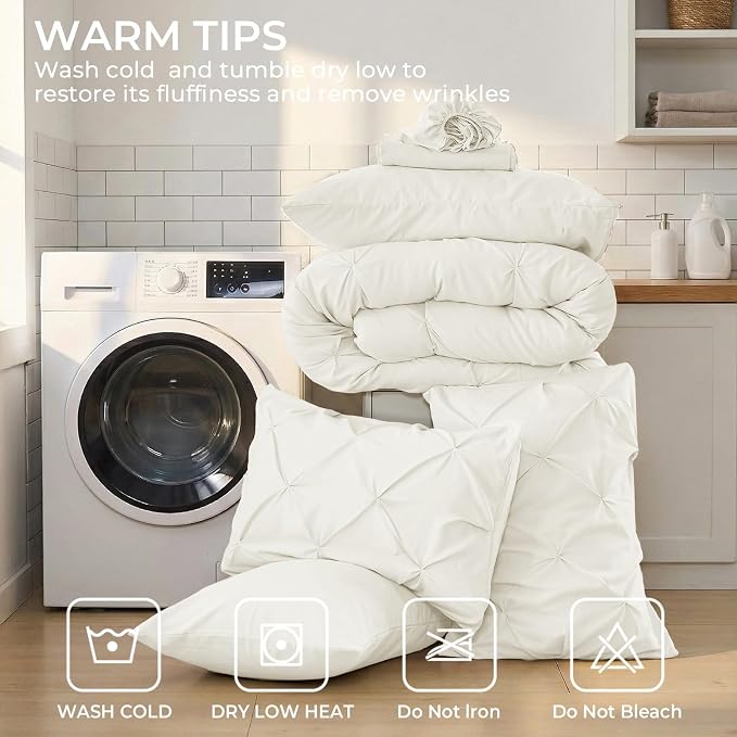 Sasttie Full Size Comforter Set, 7-Piece Bed in a Bag, Pintuck Bedding Set - Image 8