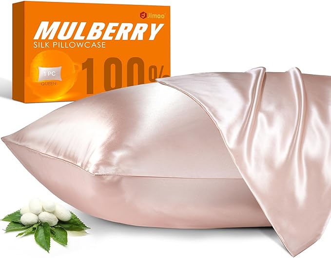 100% Mulberry Silk Pillowcase for Hair and Skin, 22 Momme Pure Natural Silk by JJIMOO