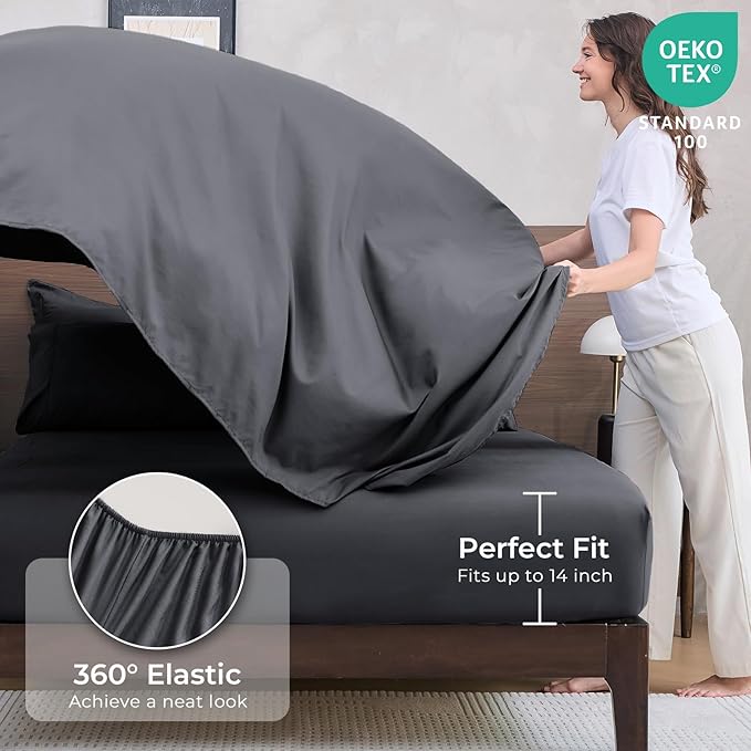 HEVUMYI 120x98 Oversized King Comforter Set Dark Grey- 7-Piece All Season Bed - Image 5