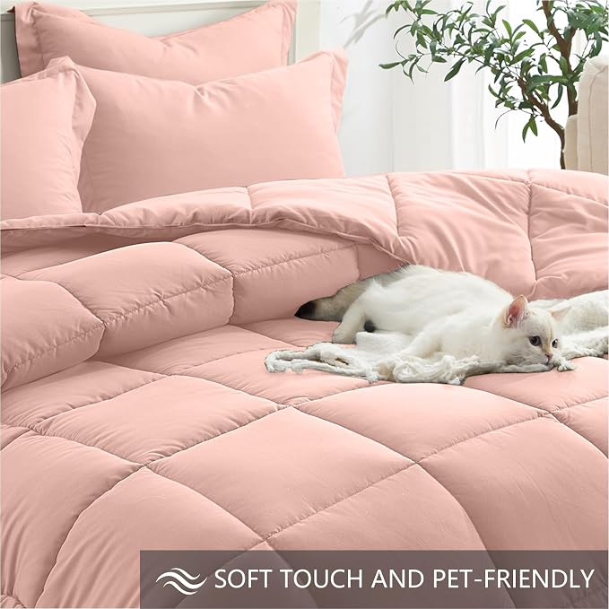 Homelike Moment Queen Comforter Set Pink, Comforters Queen Size Set, Soft - Image 4