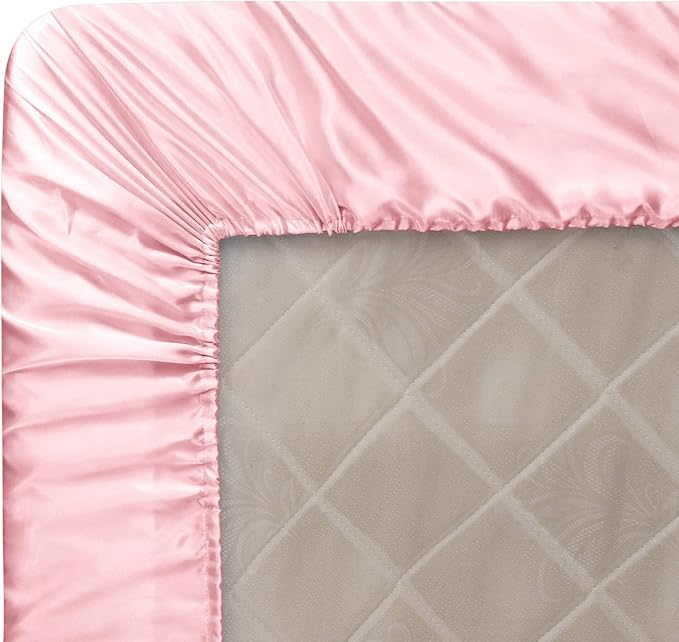 Homiest Blush Pink Satin Fitted Sheet King Size, Deep Pocket, Luxury & Ultra - Image 6