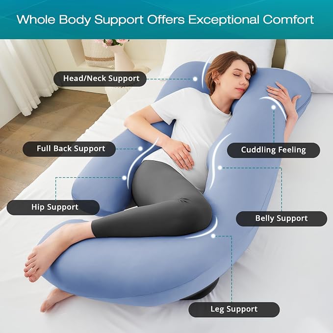 Sasttie Pregnancy Pillows for Sleeping, U Shaped Cooling Full Body Pillow - Image 2