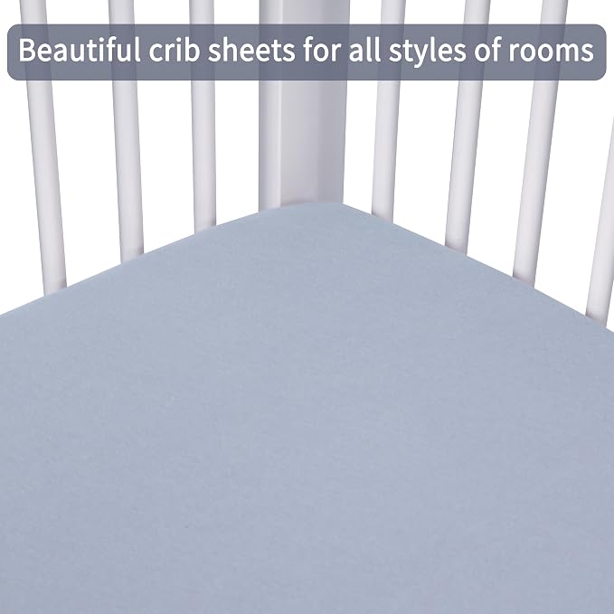 GUNTAIL Crib Sheets for Boys Girls, 100% Cotton Fitted Crib Sheet 2 Pack for - Image 6