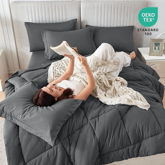Sasttie King Size Comforter Set, 7 Pieces Bed in a Bag King, Complete Bedding - Image 5