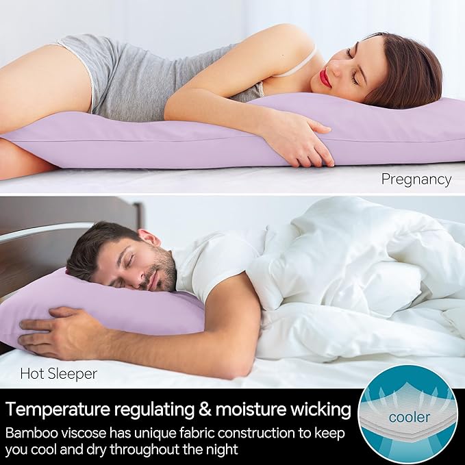 BEDELITE Body Pillow Case Cover, Rayon Made from Bamboo, Cooling Body Pillow - Image 3