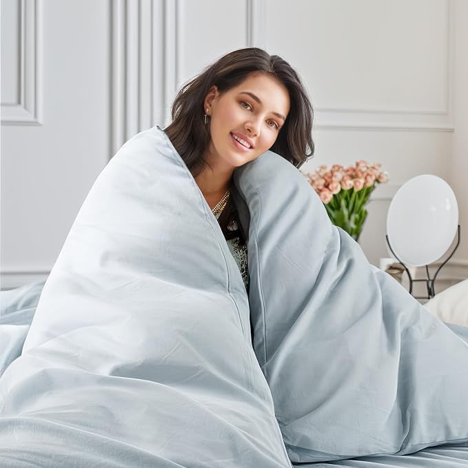 NEXHOME PRO Duvet Cover Set 100% Washed Cotton Full Size Linen Feel Textured - Image 7