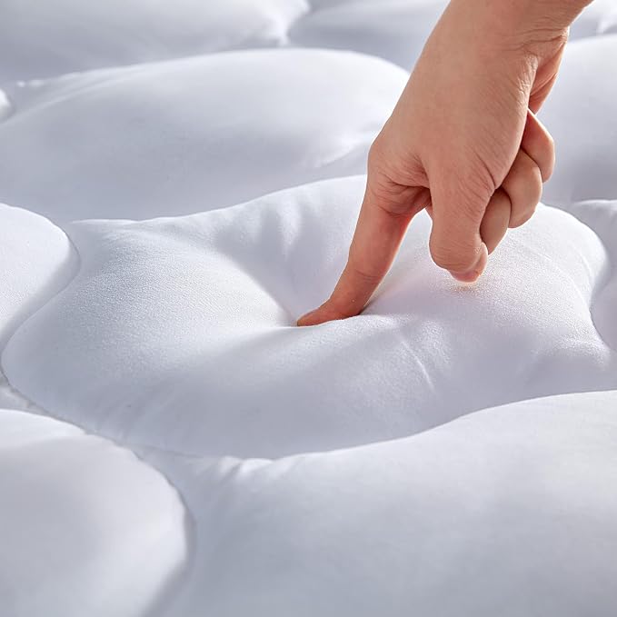 SLEEP ZONE Full Size Mattress Pad Protector, Quilted Fitted Bed Mattress Topper by SLEEPZONELIFE