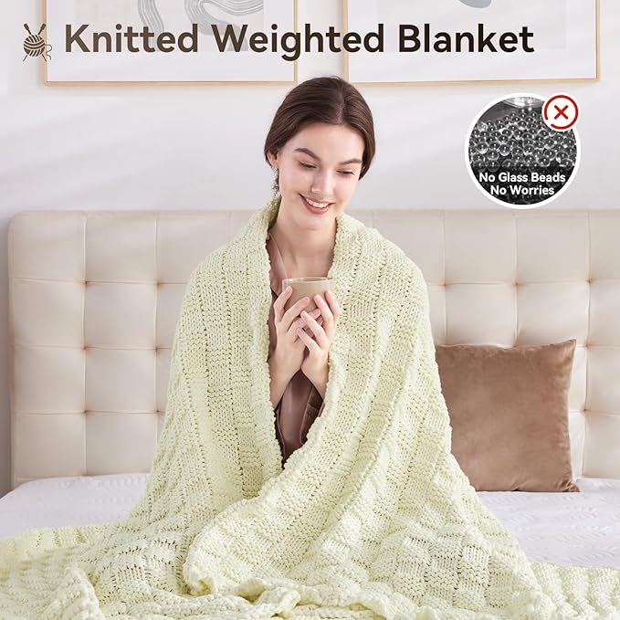 Knitted Weighted Blanket Kids, No Beads Heavy Blanket 36” x 48'' 5lbs, - Image 5