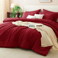 CozyLux Queen Comforter Set Dark Red, 7 Pieces Bed in a Bag Queen Comforter Set by CozyLux