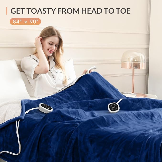 HOMLYNS LuxeHeat Heated Blanket Electric Blanket Queen Size, Soft Flannel - Image 3