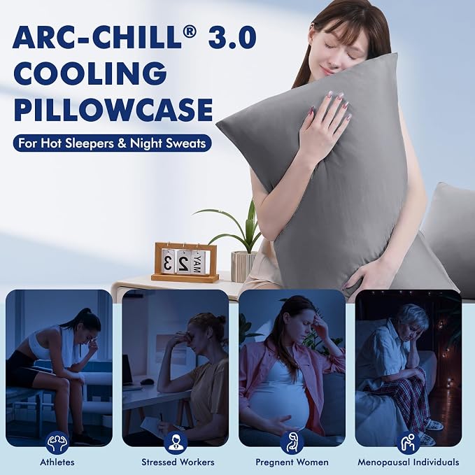 Elegear Cooling Pillow Cases for Hot Sleepers, Soft Silky Pillowcases for Hair - Image 7
