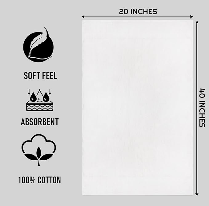 ZUPERIA White Bath Towels Bulk 12 Pack - Image 4
