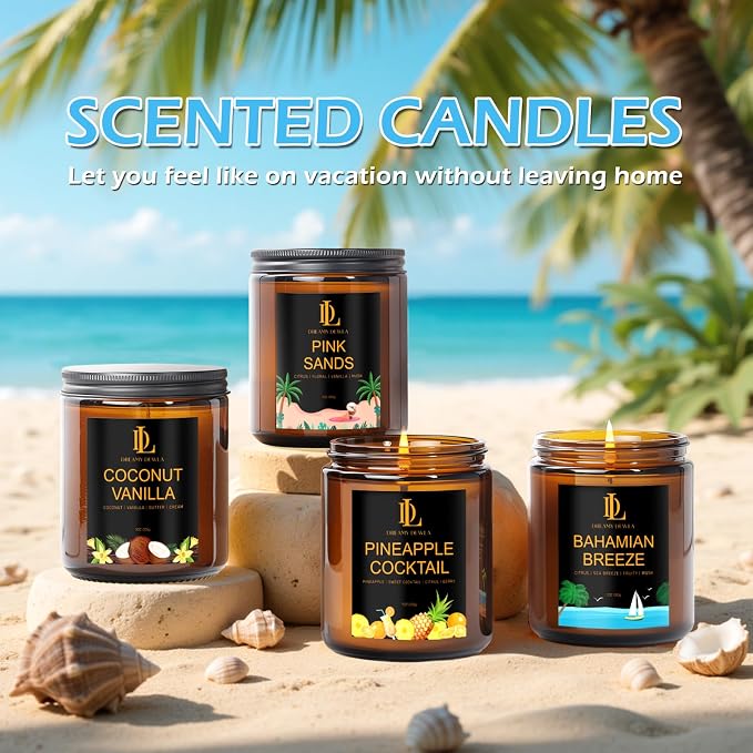Coconut Vanilla Candles, 7oz Vanilla Coconut Scented Candle, Natural Soy Candles - Image 5