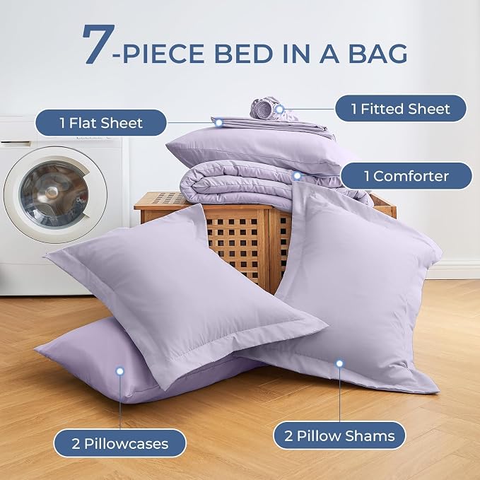Sasttie King Size Comforter Set, 7 Pieces Bed in a Bag King, Complete Bedding - Image 6