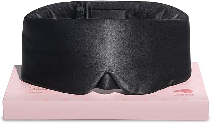 LitBear Silk Sleep Mask for Side Sleeper, Eye Mask Sleeping for Women Men 100% by LitBear