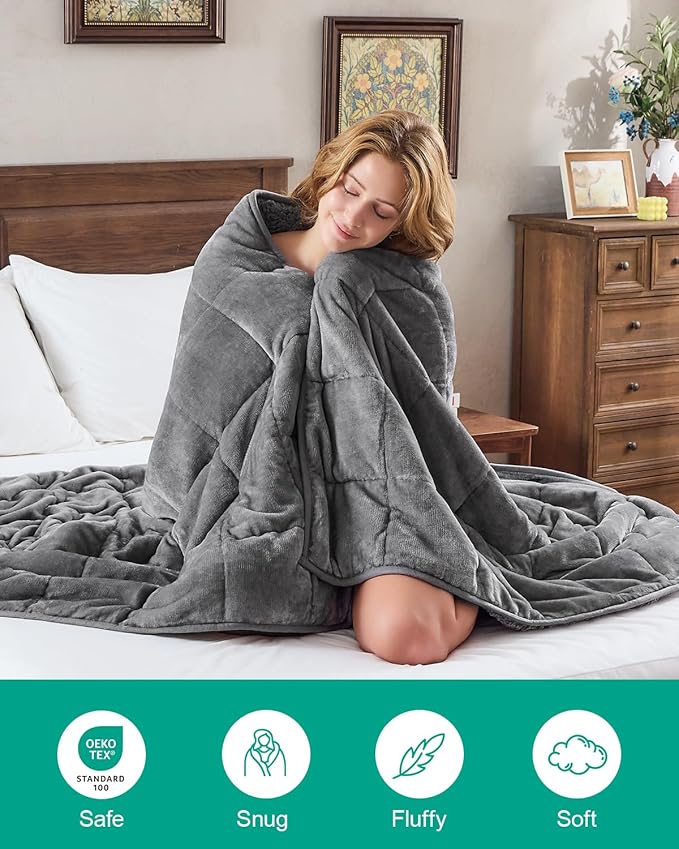 Super Fuzzy Soft Sherpa Fleece Weighted Blanket, 20 lbs Dual Sided Fluffy Heavy - Image 6