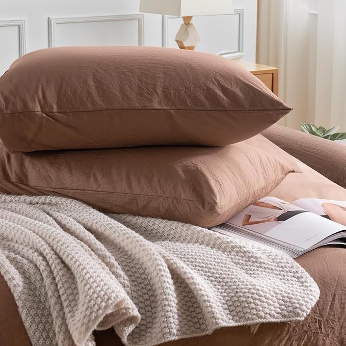 NEXHOME PRO Duvet Cover Set Queen Size Linen Textured Organic Natural 100% - Image 6
