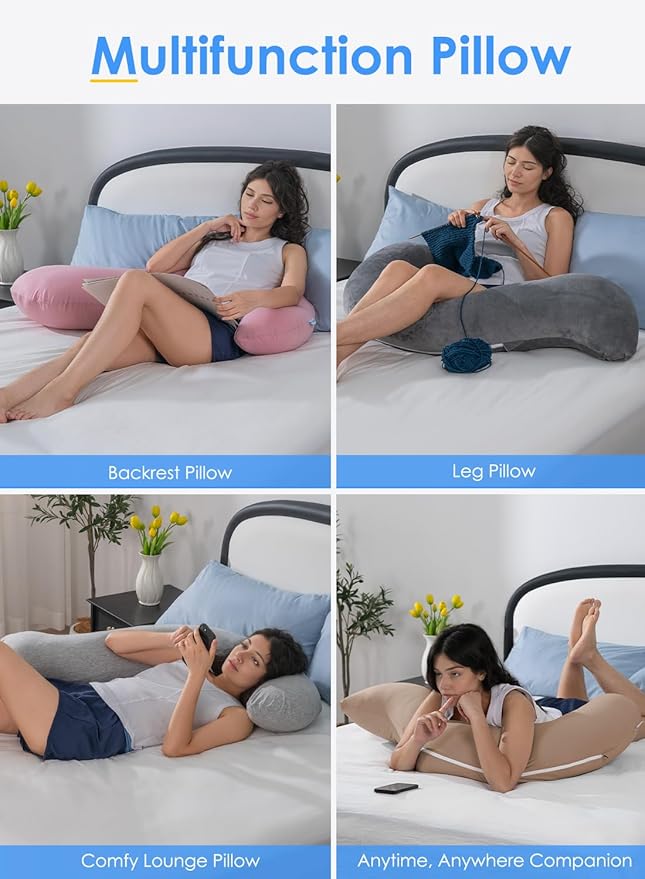 QUEEN ROSE Body Pillow for Side Sleepers, Soft Comfort S Shaped Hug Pillow for - Image 6