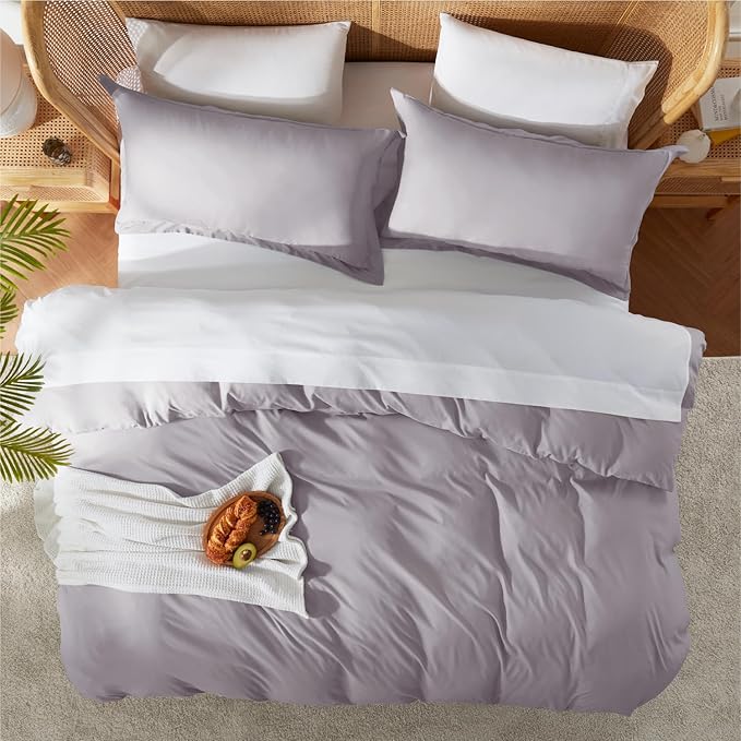 Nestl Grey Lavender California King Duvet Cover Sets - Image 5