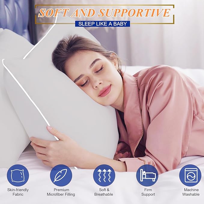 MZOIMZO Bed Pillows for Sleeping- Soft Density, Queen Size Set of 2, Cooling - Image 2