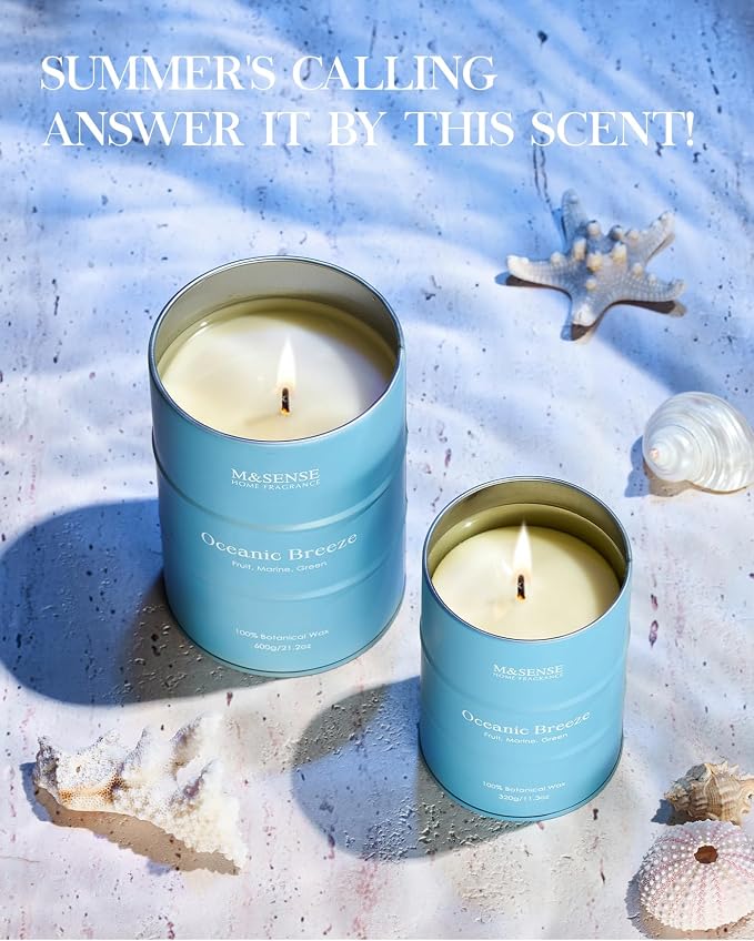 M&SENSE Oceanic Breeze Scented Candles Summer Soy Candle, Beach Candles Scented - Image 3