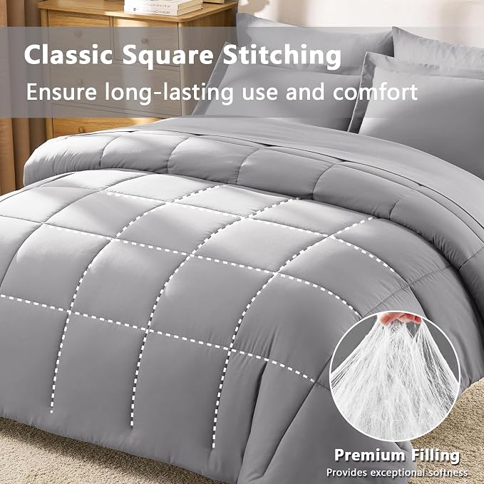 CozyLux Full Size Comforter Sets Grey - Image 6