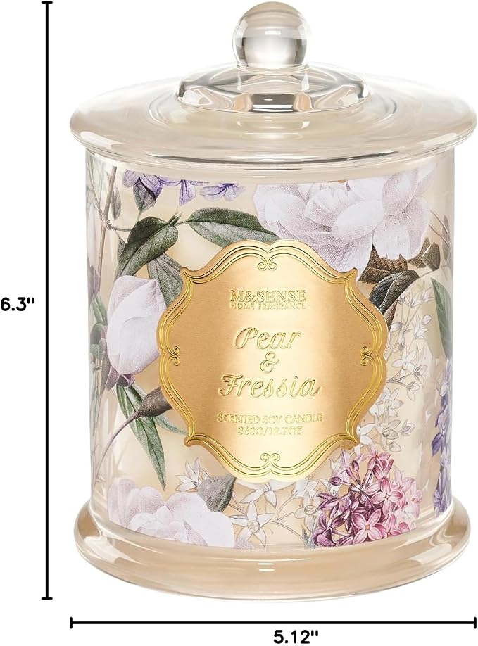 M&SENSE Pear Freesia Spring Natural Soy Wax Candle, 12.7oz 75H Large Jar Slow - Image 9
