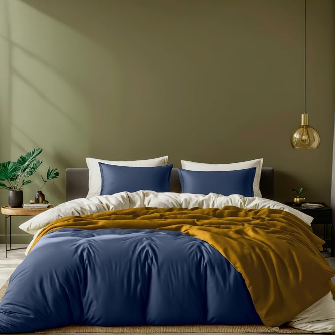 White Classic Navy Duvet Cover Queen Size by WhiteClassic